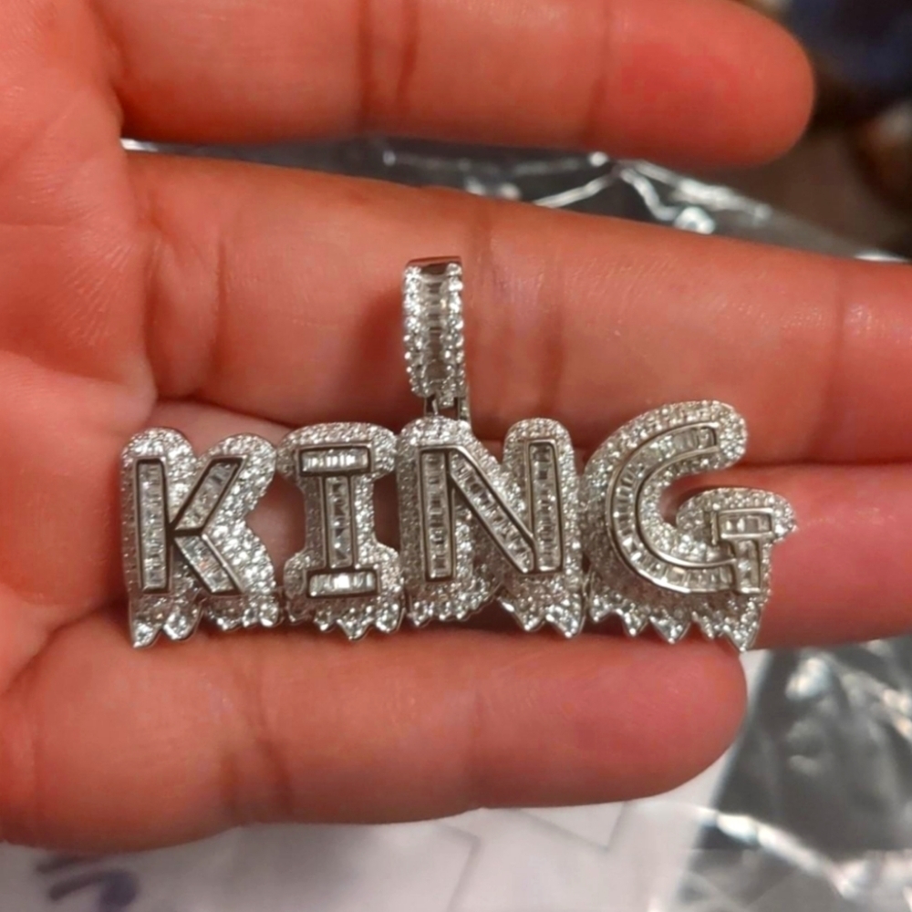 Sterling Silver 925 Rhodium finish CZ ICY KING Hhp pendant